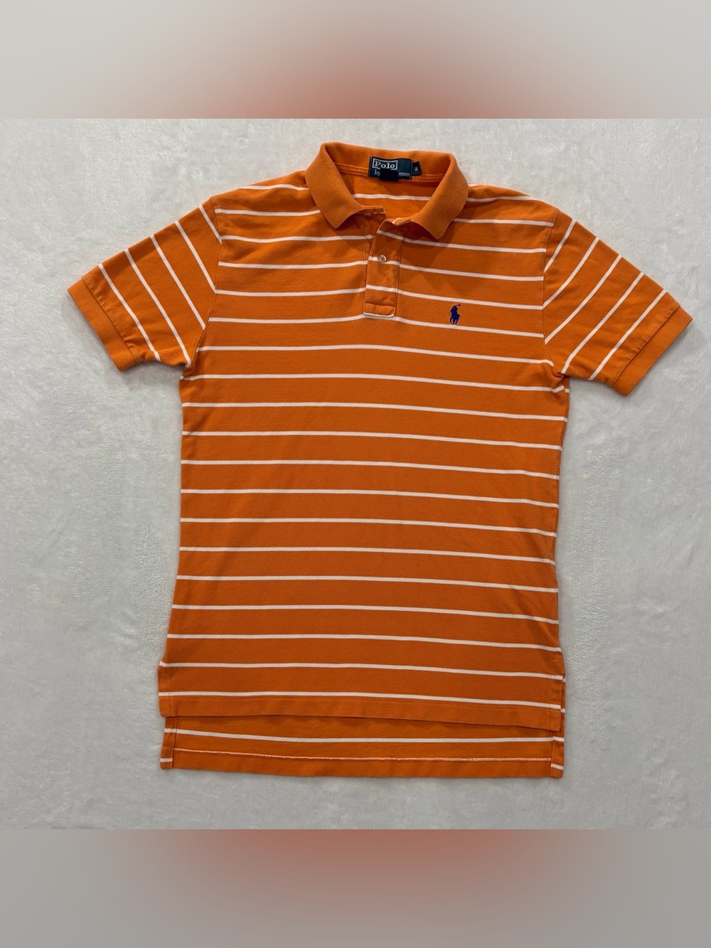 Polo Ralph Lauren Orange & White Striped Short Sleeve Polo Shirt Men’s Size M